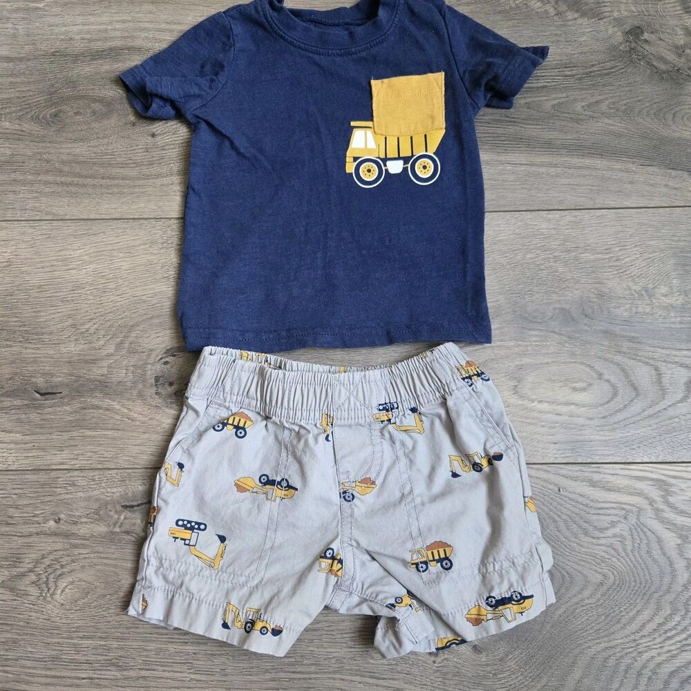 Carter’s 6 Month Baby Boy 6pc Summer Outfit Set Monkey Truck MVP Shirts Shorts - Picture 4 of 16